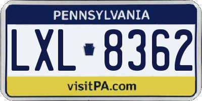 PA license plate LXL8362