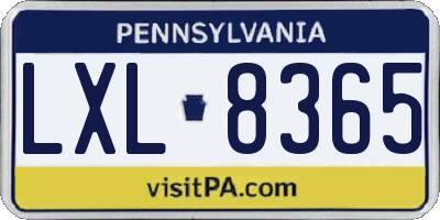 PA license plate LXL8365