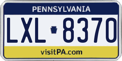 PA license plate LXL8370