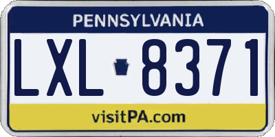PA license plate LXL8371
