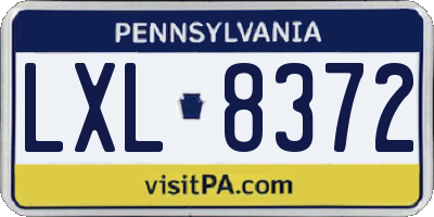 PA license plate LXL8372