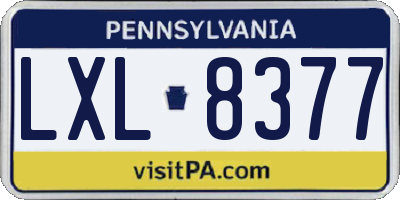 PA license plate LXL8377