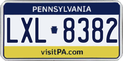 PA license plate LXL8382