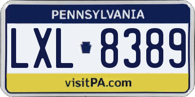 PA license plate LXL8389