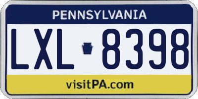 PA license plate LXL8398