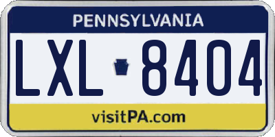 PA license plate LXL8404