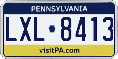 PA license plate LXL8413