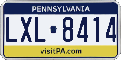 PA license plate LXL8414
