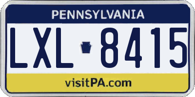 PA license plate LXL8415