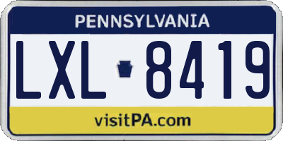 PA license plate LXL8419