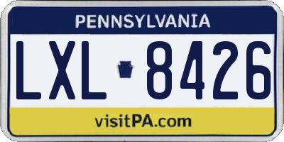 PA license plate LXL8426