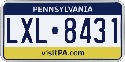 PA license plate LXL8431