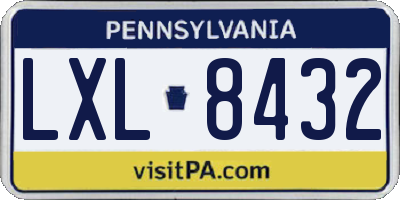 PA license plate LXL8432