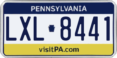 PA license plate LXL8441