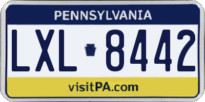 PA license plate LXL8442