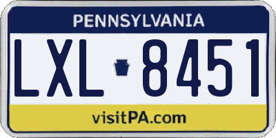 PA license plate LXL8451