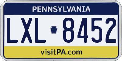 PA license plate LXL8452
