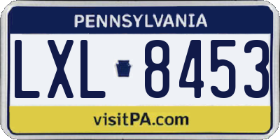 PA license plate LXL8453