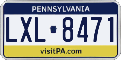 PA license plate LXL8471