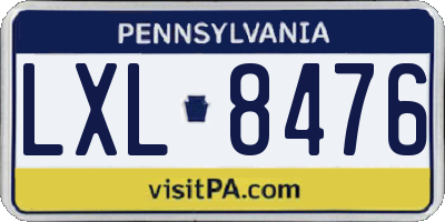 PA license plate LXL8476