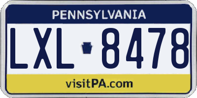 PA license plate LXL8478
