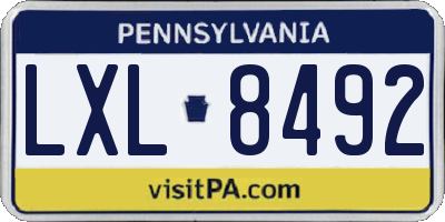 PA license plate LXL8492
