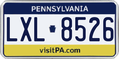 PA license plate LXL8526