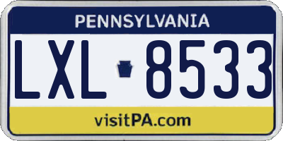 PA license plate LXL8533