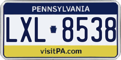 PA license plate LXL8538