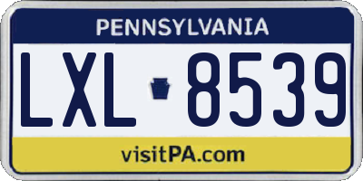 PA license plate LXL8539