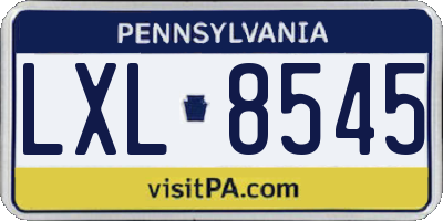 PA license plate LXL8545
