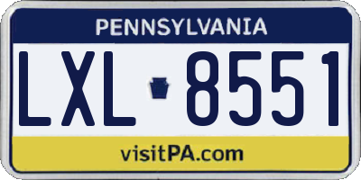 PA license plate LXL8551