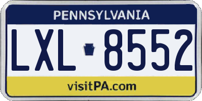 PA license plate LXL8552