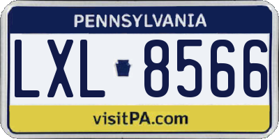 PA license plate LXL8566
