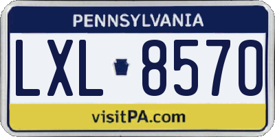 PA license plate LXL8570