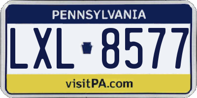 PA license plate LXL8577