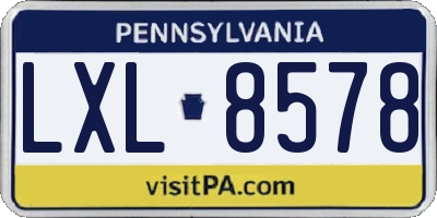 PA license plate LXL8578