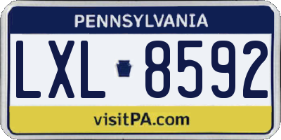 PA license plate LXL8592