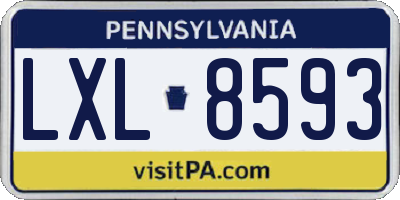 PA license plate LXL8593