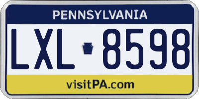 PA license plate LXL8598