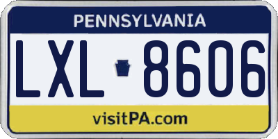 PA license plate LXL8606
