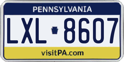PA license plate LXL8607