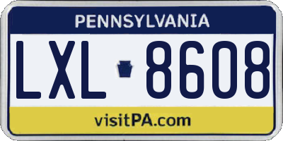 PA license plate LXL8608