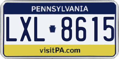 PA license plate LXL8615