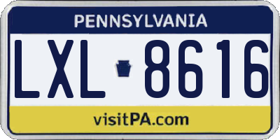 PA license plate LXL8616