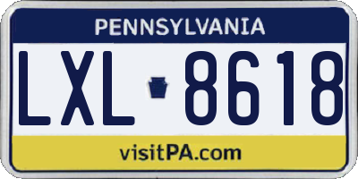 PA license plate LXL8618