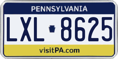 PA license plate LXL8625