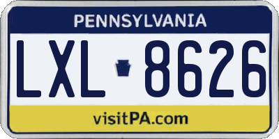 PA license plate LXL8626