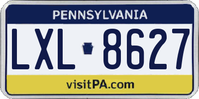PA license plate LXL8627