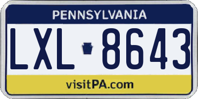 PA license plate LXL8643